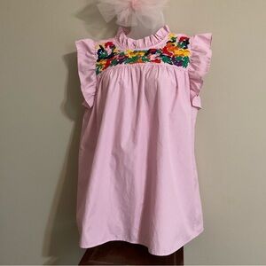 JODIFUL Pink Stripe Embroidered Top Size LARGE